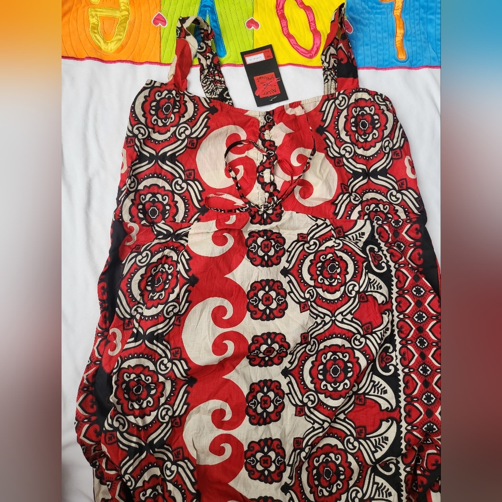 Aller simplement Sundress 3X red and black